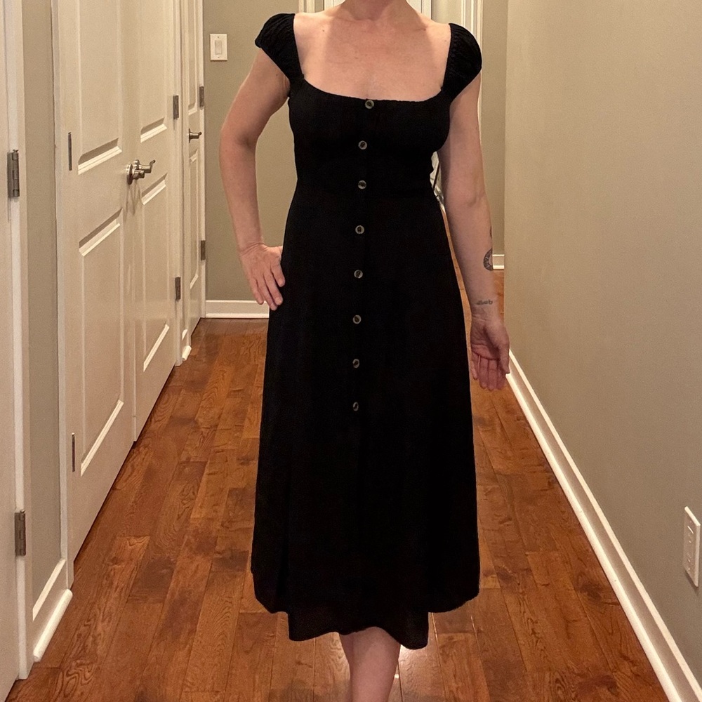 Summer Black Button-Down Dress